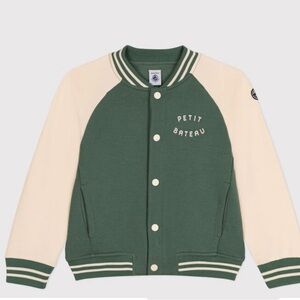 Petit Bateau Green and Cream Bomber Jacket